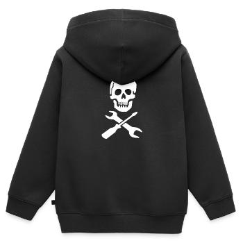 Werkzeug Totenkopf - Kinder Premium Organic Zip Hoodie - Schwarz - Hinten - AI Model Kid Male (0cm)