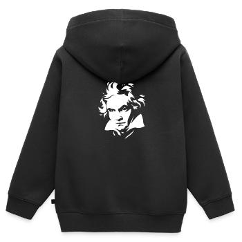 Silhouette Beethoven cadeau claviériste musique - Sweat Premium à capuche zippé enfant bio - noir - Dos - AI Model Kid Male (0cm)