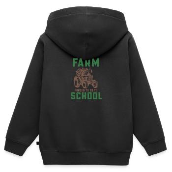 Born to farm forced to aller à l’école - Sweat Premium à capuche zippé enfant bio - noir - Dos - AI Model Kid Male (0cm)