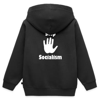 Beendet den Sozialismus - Kinder Premium Organic Zip Hoodie - Schwarz - Hinten - AI Model Kid Male (0cm)