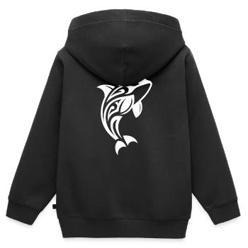 Jumping Orca Tribal Tattoo Style - Kids Premium Organic Zip-up Hoodie - black - Back - AI Model Kid Male (0cm)