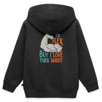 I'd Flex Funny Gym Bodybuilder Weightlifter - Kinder Premium Organic Zip Hoodie - Schwarz - Hinten - AI Model Kid Male (0cm)