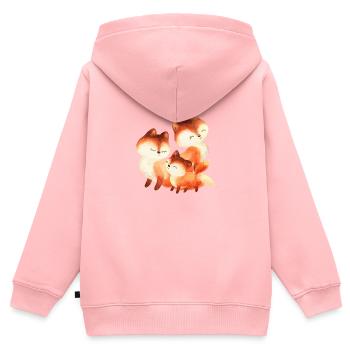 Renard renards foxy forêt animal famille - Sweat Premium à capuche zippé enfant bio - rose - Dos - AI Model Kid Female (0cm)