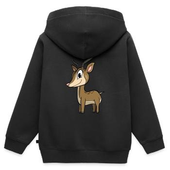 Cute cartoon deer - Kids Premium Organic Zip-up Hoodie - black - Back - AI Model Kid Male (0cm)