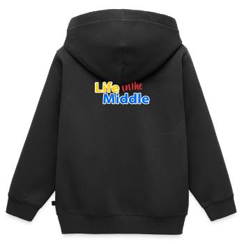 Lebeninthemiddle - Kinder Premium Organic Zip Hoodie - Schwarz - Hinten - AI Model Kid Male (0cm)