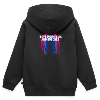I Love Mountains and Busches Bisexual LGBTQ Bi - Kinder Premium Organic Zip Hoodie - Schwarz - Hinten - AI Model Kid Male (0cm)