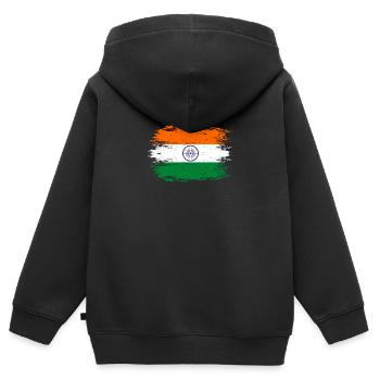 Indien Flagge used look - Kinder Premium Organic Zip Hoodie - Schwarz - Hinten - AI Model Kid Male (0cm)