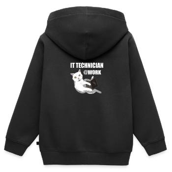 IT Technician Cat Programmer Techie - Kids Premium Organic Zip-up Hoodie - black - Back - AI Model Kid Male (0cm)