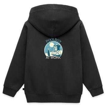 Poolboy At Work Pool Pool gars - Sweat Premium à capuche zippé enfant bio - noir - Dos - AI Model Kid Male (0cm)