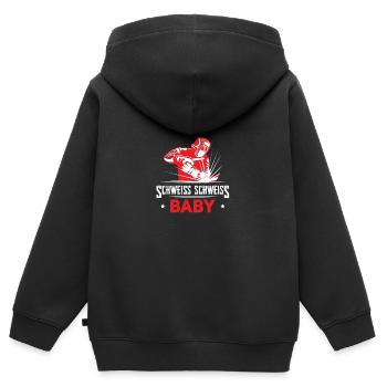 Schweiss Schweiss Baby - Schweisser - Kinder Premium Organic Zip Hoodie - Schwarz - Hinten - AI Model Kid Male (0cm)