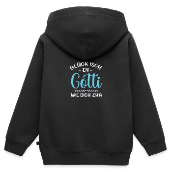 Glück Isch En Götti Wie Dich Zha Götti Fragen Göti - Kinder Premium Organic Zip Hoodie - Schwarz - Hinten - AI Model Kid Male (0cm)