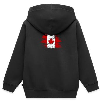 Kanada Flagge used - Kinder Premium Organic Zip Hoodie - Schwarz - Hinten - AI Model Kid Male (0cm)