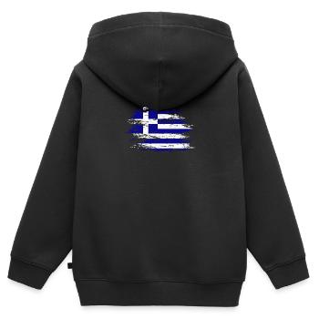 Griechenland Flagge used - Kinder Premium Organic Zip Hoodie - Schwarz - Hinten - AI Model Kid Male (0cm)