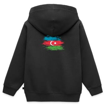 Aserbaidschan used - Kinder Premium Organic Zip Hoodie - Schwarz - Hinten - AI Model Kid Male (0cm)