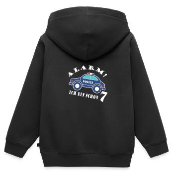 Alarm ich bin schon 7 Polizei - Kinder Premium Organic Zip Hoodie - Schwarz - Hinten - AI Model Kid Male (0cm)