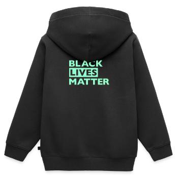 Black Lives Matter Grün - Kinder Premium Organic Zip Hoodie - Schwarz - Hinten - AI Model Kid Male (0cm)