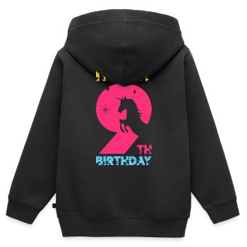 IT'S MY 9TH BIRTHDAY UNICORN 9TH BIRTHDAY - Kids Premium Organic Zip-up Hoodie - black - Back - AI Model Kid Male (0cm)