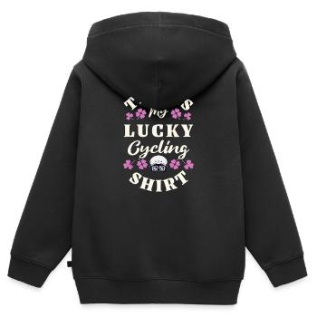 Lucky cycling Shirt - Kids Premium Organic Zip-up Hoodie - black - Back - AI Model Kid Male (0cm)