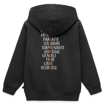 Définition infirmière - Sweat Premium à capuche zippé enfant bio - noir - Dos - AI Model Kid Male (0cm)