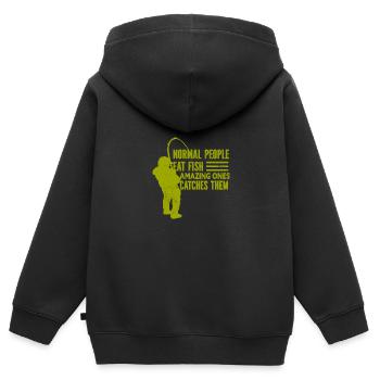 Angler Angelhaken Angelrute Sportfischer - Kinder Premium Organic Zip Hoodie - Schwarz - Hinten - AI Model Kid Male (0cm)