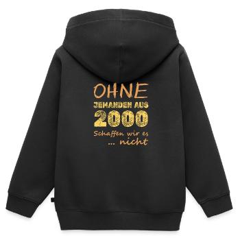 2000 - Kinder Premium Organic Zip Hoodie - Schwarz - Hinten - AI Model Kid Male (0cm)