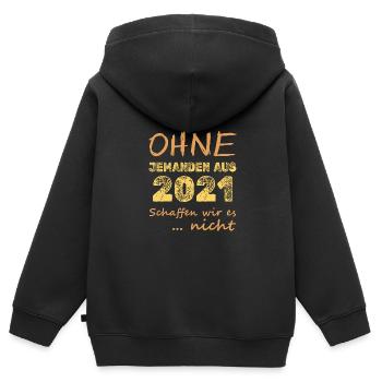 Schaffen 2021 - Kinder Premium Organic Zip Hoodie - Schwarz - Hinten - AI Model Kid Male (0cm)