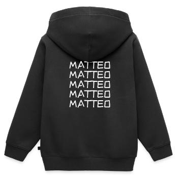Jungeselle Matteo - Kinder Premium Organic Zip Hoodie - Schwarz - Hinten - AI Model Kid Male (0cm)
