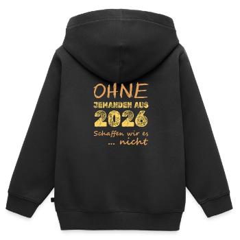 Schaffen 2026 - Kinder Premium Organic Zip Hoodie - Schwarz - Hinten - AI Model Kid Male (0cm)