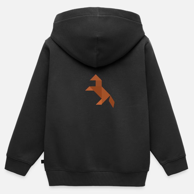 Cheval - Tangram - Sweat Premium à capuche zippé enfant bio - noir