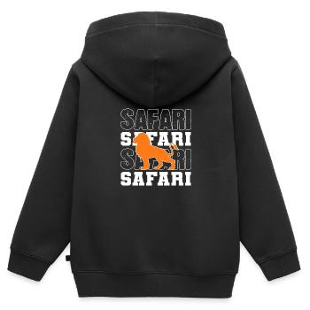 Safari Lion Keeper Poison - Sweat Premium à capuche zippé enfant bio - noir - Dos - AI Model Kid Male (0cm)