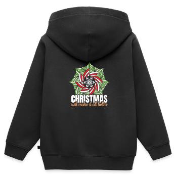 Fröhliche Stimmung amüsantem Musikzitat - Kinder Premium Organic Zip Hoodie - Schwarz - Hinten - AI Model Kid Male (0cm)