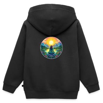 Méditation - Sweat Premium à capuche zippé enfant bio - noir - Dos - AI Model Kid Male (0cm)