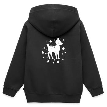 Rehkitz - Zootier Tierfreund Naturschutz - Kinder Premium Organic Zip Hoodie - Schwarz - Hinten - AI Model Kid Male (0cm)