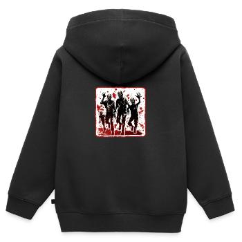 Avertissement de zombies d’Halloween - Sweat Premium à capuche zippé enfant bio - noir - Dos - AI Model Kid Male (0cm)