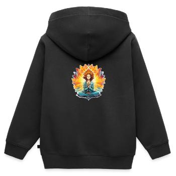 Sicherer Ort Meditation - Kinder Premium Organic Zip Hoodie - Schwarz - Hinten - AI Model Kid Male (0cm)
