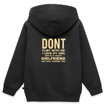 Déprimé ne flirte pas avec moi, ma copine - Sweat Premium à capuche zippé enfant bio - noir - Dos - AI Model Kid Male (0cm)