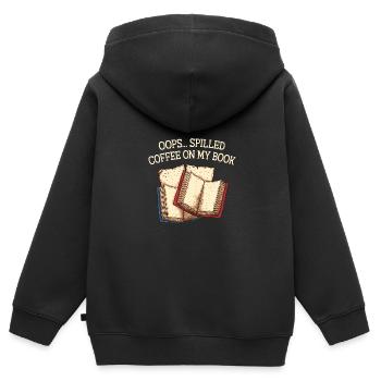Oops verschüttete Kaffee auf meinem Buch lustiger - Kinder Premium Organic Zip Hoodie - Schwarz - Hinten - AI Model Kid Male (0cm)