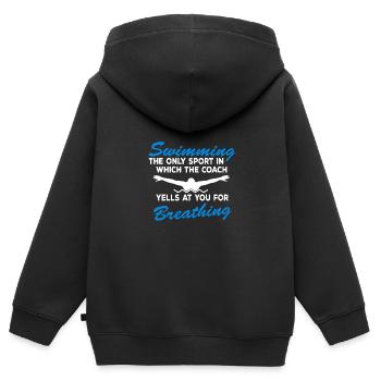 Lustiges Schwimmteam Schwimmtrainer Zitat - Schwim - Kinder Premium Organic Zip Hoodie - Schwarz - Hinten - AI Model Kid Male (0cm)