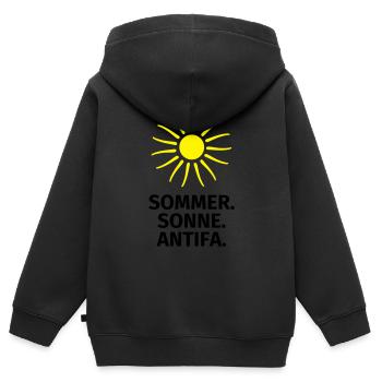 Sommer Sonne Antifa - Kinder Premium Organic Zip Hoodie - Schwarz - Hinten - AI Model Kid Male (0cm)