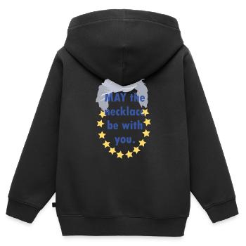 Political Satire EU Stars May Necklace Slogan - Sweat Premium à capuche zippé enfant bio - noir - Dos - AI Model Kid Male (0cm)