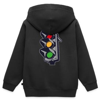 Ampel - Kinder Premium Organic Zip Hoodie - Schwarz - Hinten - AI Model Kid Male (0cm)