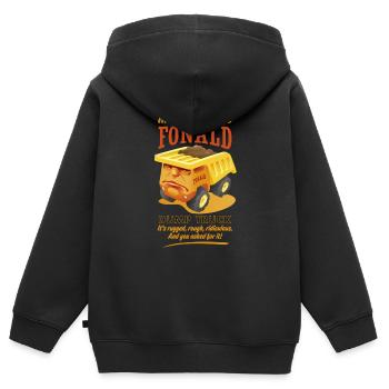The Fonald Dump Truck - Kinder Premium Organic Zip Hoodie - Schwarz - Hinten - AI Model Kid Male (0cm)