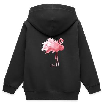 nelice pense rose - Sweat Premium à capuche zippé enfant bio - noir - Dos - AI Model Kid Male (0cm)