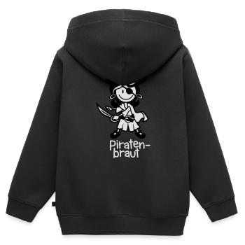 vl086d_piratenbraut_2c_schrift - Kinder Premium Organic Zip Hoodie - Schwarz - Hinten - AI Model Kid Male (0cm)