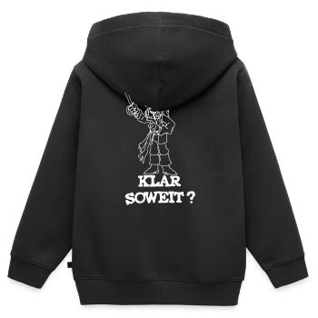 Pirate clair jusqu'à présent - Sweat Premium à capuche zippé enfant bio - noir - Dos - AI Model Kid Male (0cm)