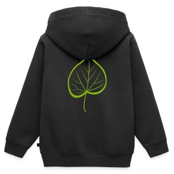 Linde 2 - Kinder Premium Organic Zip Hoodie - Schwarz - Hinten - AI Model Kid Male (0cm)
