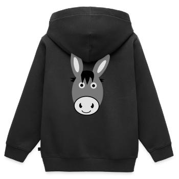 Âne - Sweat Premium à capuche zippé enfant bio - noir - Dos - AI Model Kid Male (0cm)