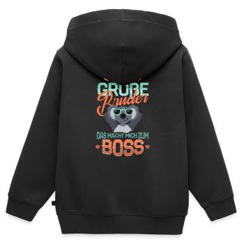 Big brother patron enfant naissance la grossesse - Sweat Premium à capuche zippé enfant bio - noir - Dos - AI Model Kid Male (0cm)
