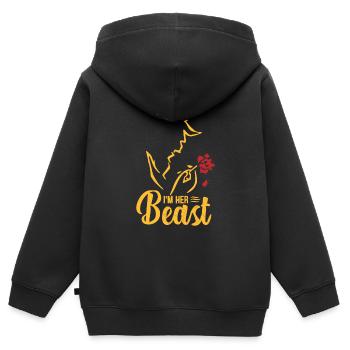 Her Beast - Kinder Premium Organic Zip Hoodie - Schwarz - Hinten - AI Model Kid Male (0cm)