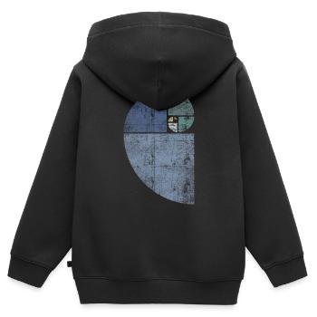 Distressed Fibonacci Spirale - Kinder Premium Organic Zip Hoodie - Schwarz - Hinten - AI Model Kid Male (0cm)